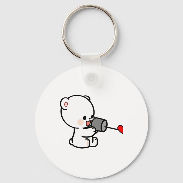 Milk Mocha Couple Valentine Design 1  Keychain (Front)