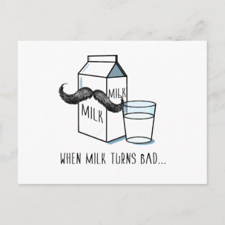 Milk & Moustache Funny Postcard