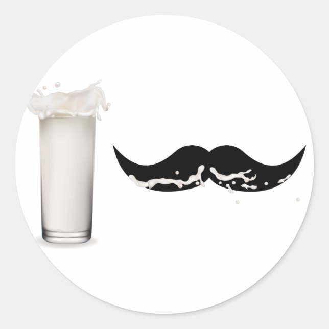 Milk Mustache Classic Round Sticker (Front)