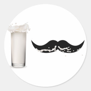Milk Mustache Classic Round Sticker