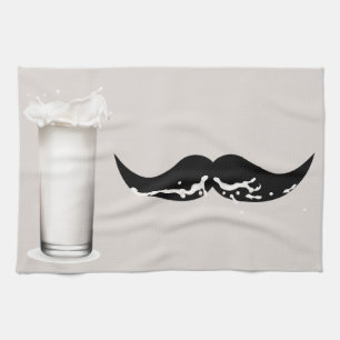 Milk Mustache Creme Kitchen Towel
