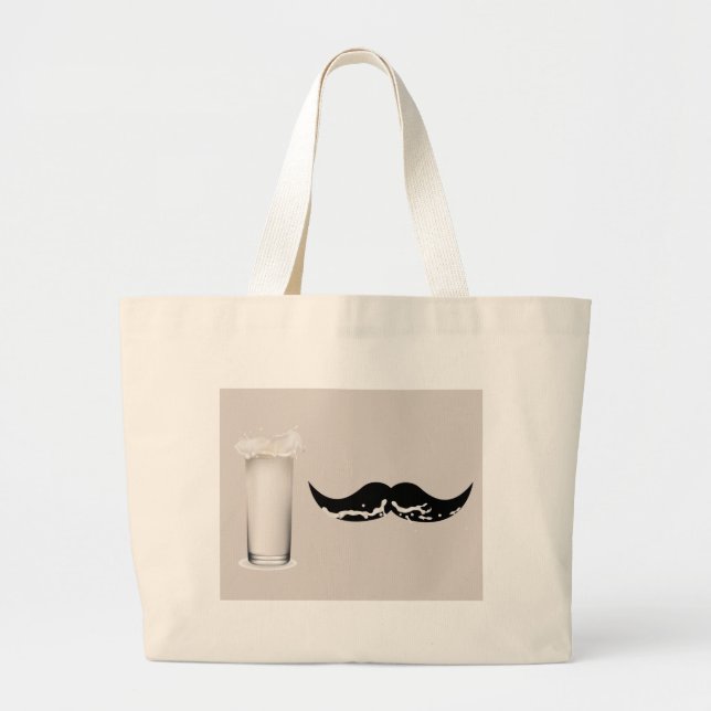 Milk Mustache Creme Large Tote Bag (Front)