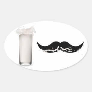Milk Mustache Oval Sticker