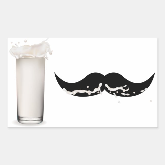 Milk Mustache Rectangular Sticker (Front)