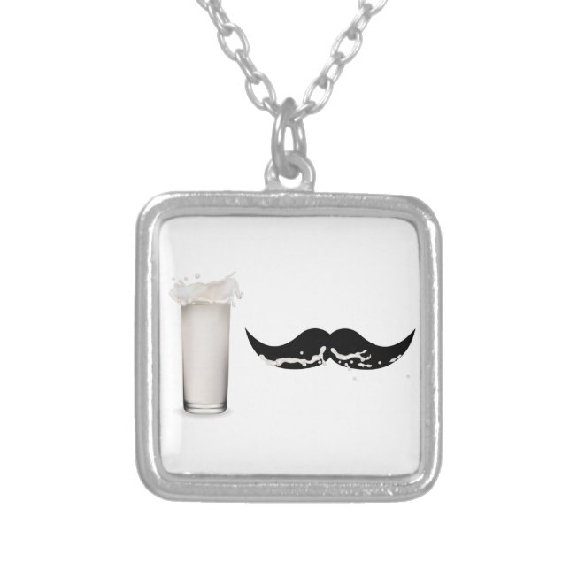 Milk Mustache Silver Plated Necklace (Front)