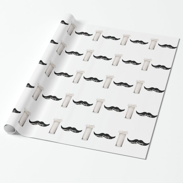 Milk Mustache Wrapping Paper (Unrolled)