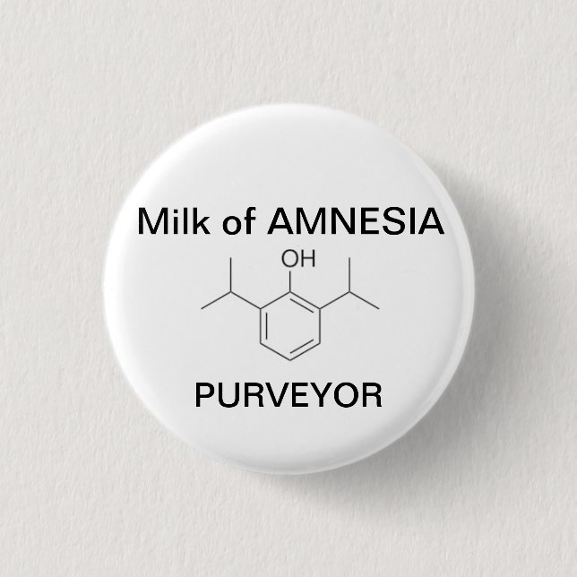 Milk of AMNESIA Pinback Button (Front)