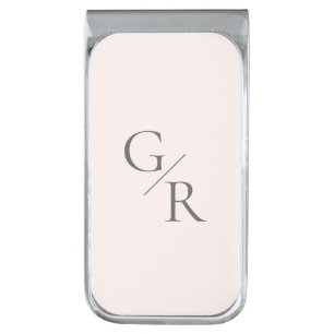 milk pink solid monogrammed silver finish money clip