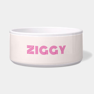 milk pink with neon pink pet name  bowl