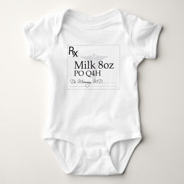 milk, prescription, doctor, medical, MD Baby Bodysuit (Front)