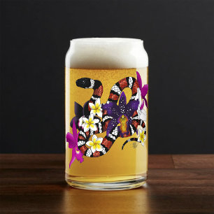 Milk Snake Exotic Floral Green Can Glass