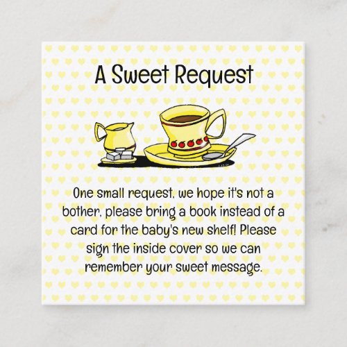 Milk & Sugar Yellow Coffee Baby Shower Enclosure Card