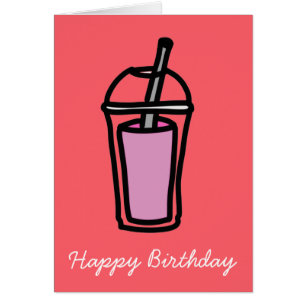 Milk Tea pink bubble tea Cards