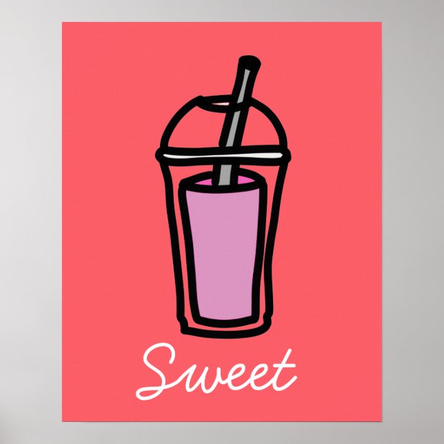 Milk tea pink bubble tea poster (Front)