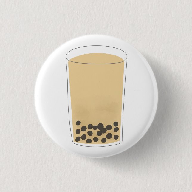 Milk Tea With Tapioca Pearls Boba Gift Button (Front)