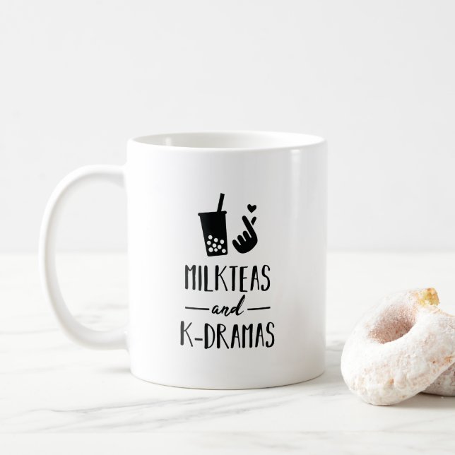 Milk Teas And K-Dramas Favorite Genre and Drink Coffee Mug (With Donut)