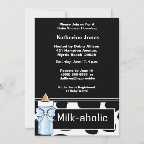 Milkaholic Baby Boy Shower Invitation