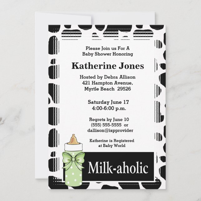 Milkaholic Neutral Baby Shower Invitation (Front)