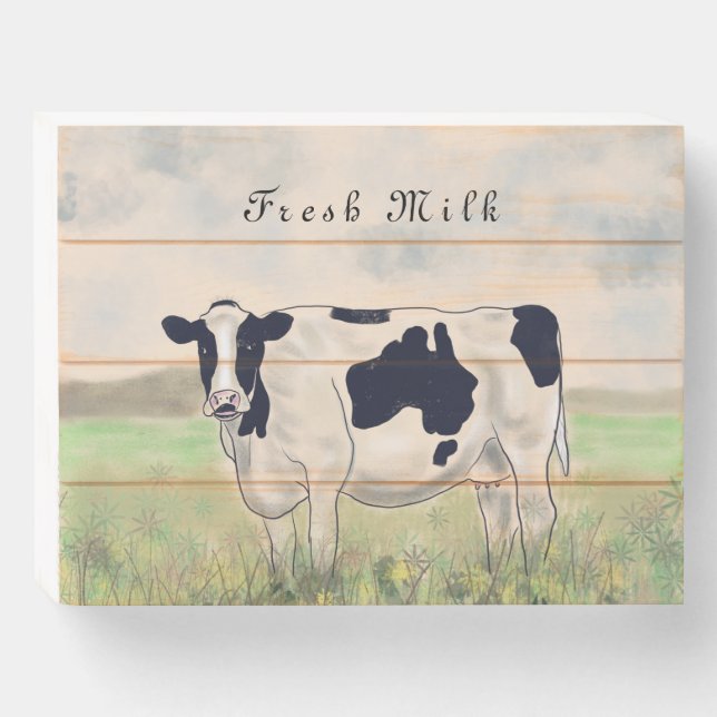 Milkcow Wooden Box Sign (Front Horizontal)
