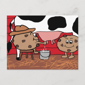 Milkin' Cookies Milk and Cookies Design Postcard