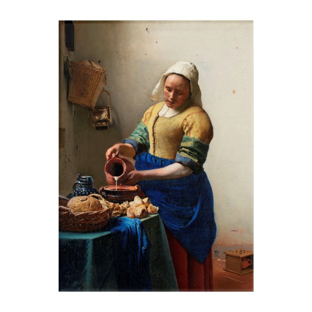 Milkmaid Kitchen Maid by Johannes Vermeer Acrylic Print (Front)