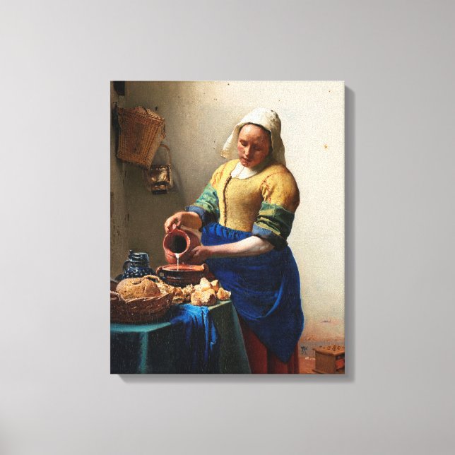 Milkmaid Kitchen Maid by Johannes Vermeer Canvas Print (Front)