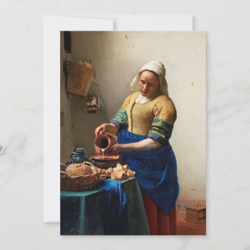 Milkmaid Kitchen Maid by Johannes Vermeer Card