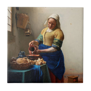 Milkmaid Kitchen Maid by Johannes Vermeer Ceramic Tile