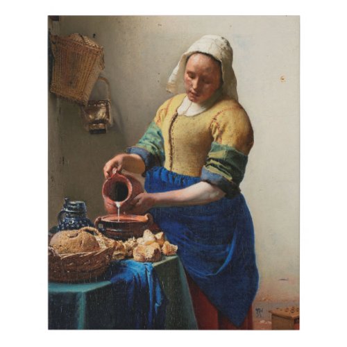 Milkmaid Kitchen Maid by Johannes Vermeer Faux Canvas Print