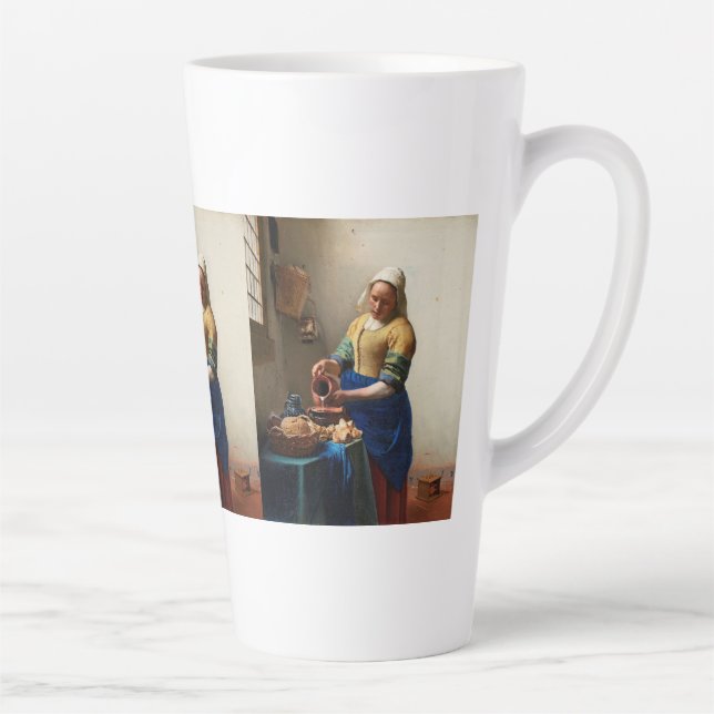 Milkmaid Kitchen Maid by Johannes Vermeer Latte Mug (Right)