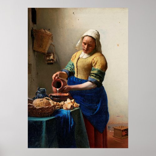 Milkmaid Kitchen Maid by Johannes Vermeer Poster