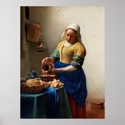 Milkmaid Kitchen Maid by Johannes Vermeer Poster