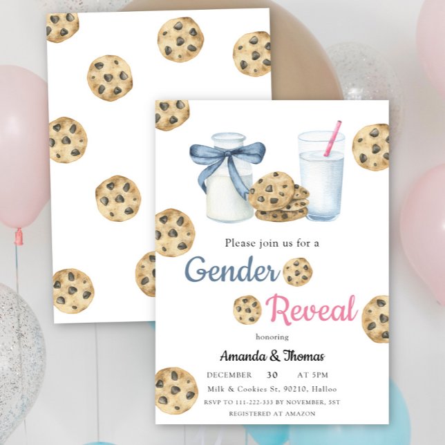 Milks & Cookies Gender Reveal Invitation (Creator Uploaded)