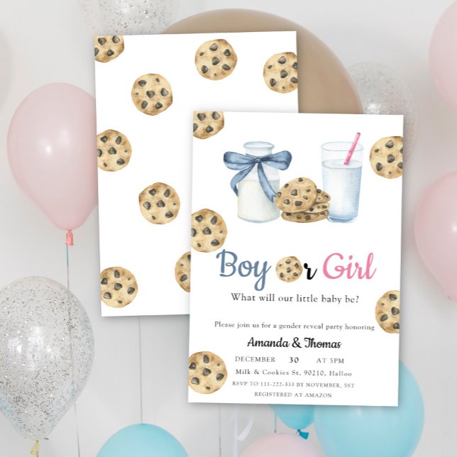 Milks & Cookies Gender Reveal Invitation (Creator Uploaded)