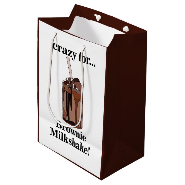 Milkshake Crazy For Brownie Milkshake Birthday Medium Gift Bag (Front Angled)