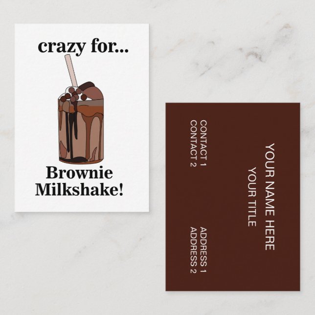 Milkshake Crazy For Brownie Milkshake Business Card (Front/Back)