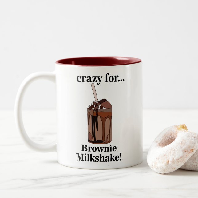 Milkshake Crazy For Brownie Milkshake Two-Tone Coffee Mug (With Donut)