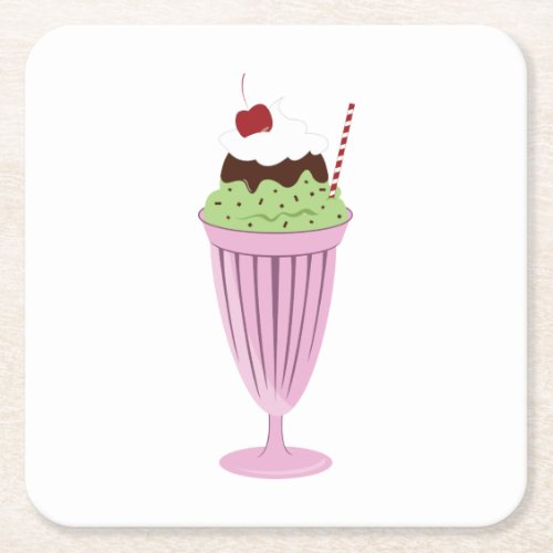 Milkshake Ice Cream Square Paper Coaster