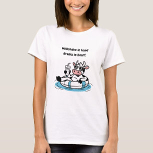 Milkshake in Hand, Drama in Heart   Cool Cow Graph T-Shirt