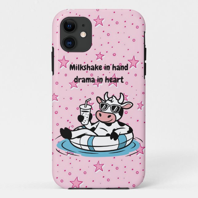 Milkshake in Hand, Drama in Heart | Cool Cow iPhon Case-Mate iPhone Case (Back)