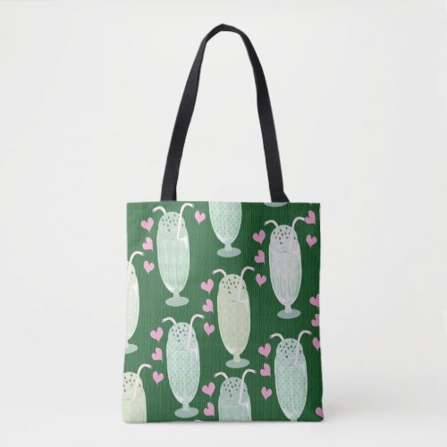 Milkshake Madness Green Mint Cute Art Design Tote Bag