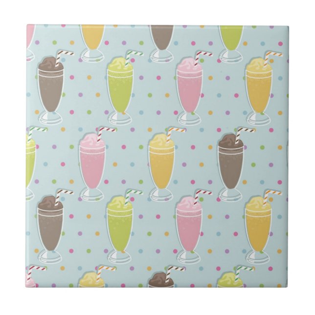 Milkshake Pattern Ceramic Tile (Front)
