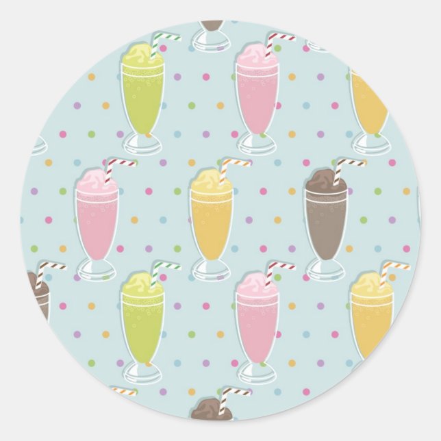 Milkshake Pattern Classic Round Sticker (Front)