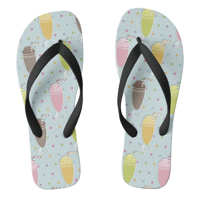 Milkshake Pattern Flip Flops (Footbed)
