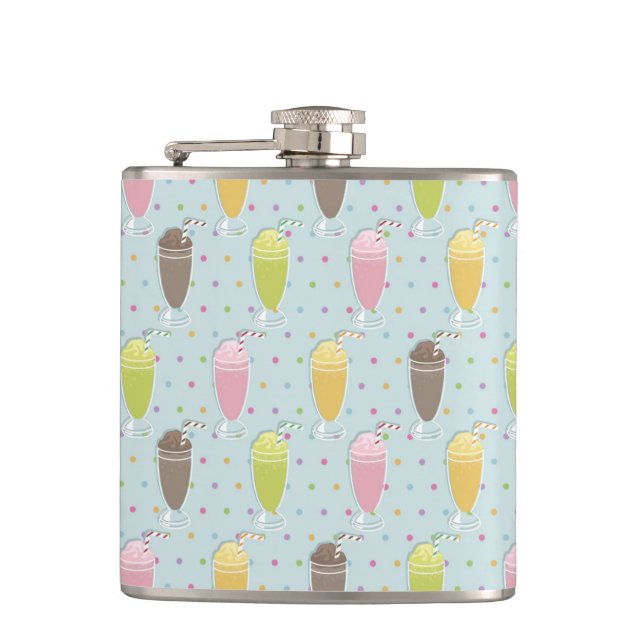 Milkshake Pattern Hip Flask (Front)