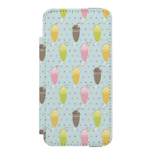 Milkshake Pattern Wallet Case For iPhone SE/5/5s