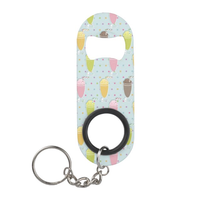 Milkshake Pattern Keychain Bottle Opener (Front)