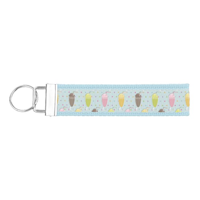 Milkshake Pattern Wrist Keychain (Keys on Left)