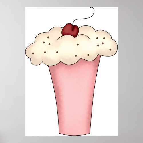 Milkshake With A Cherry Poster