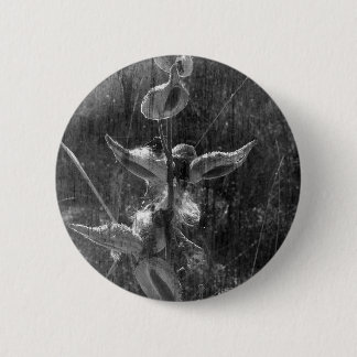 Milkweed Black and White Grunge Button